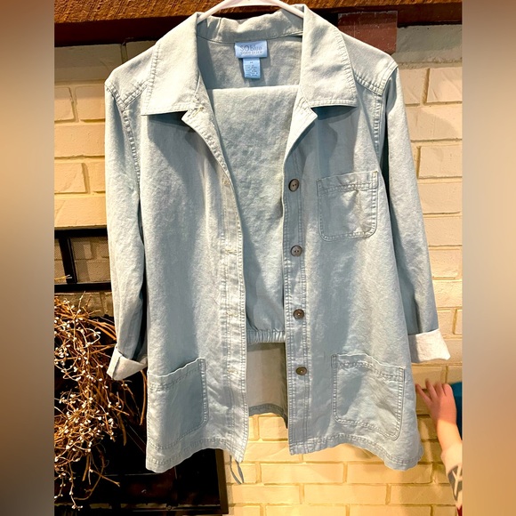 SO  Sigrid Olsen Pants - SO Blue Set. Jacket with cropped drawstring pants